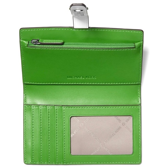 Michael Kors Greenwich Medium Signature Logo Wallet Jungle Green - Picture 7 of 9